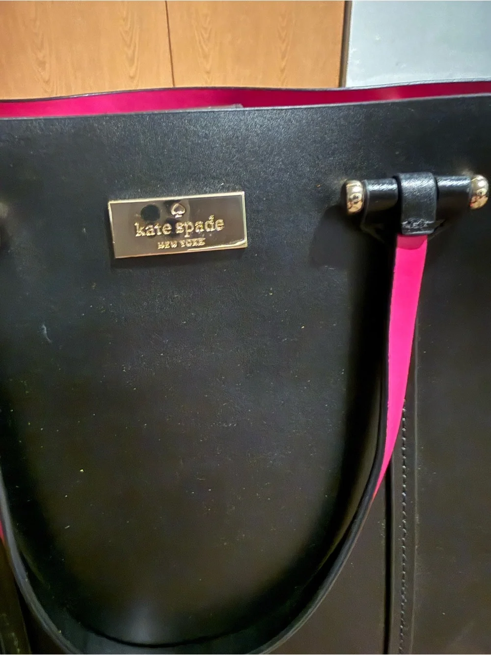 kate spade Black Satchel with Pink Trim and Crossbody Strap